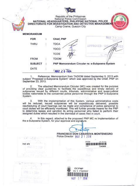 esubpoena.pnp.gov.ph|PNP MEMORANDUM CIRCULAR NO. 2014.